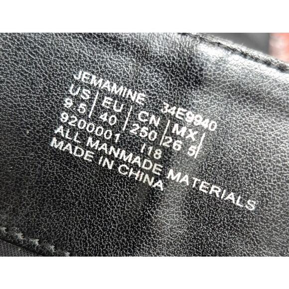 CALVIN KLEIN JEMAMINE $230 Black Vegan Leather Designer Tall Heel Boots 9.5 - Picture 7 of 8